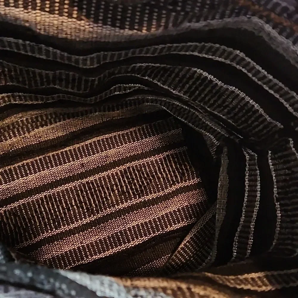 EUC Blk/Gray Striped Blanket Drawstring Backpack